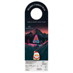 Reclamehanger van wit karton met chocolade Kerstman