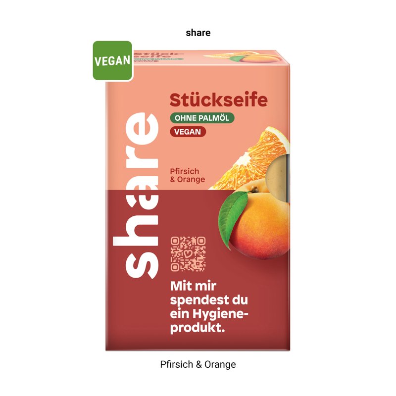 Inhoud: share zeepstuk perzik en sinaasappel