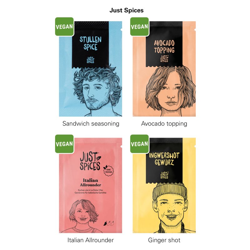 Promotiekaart met Just Spices-sachet en eigen ontwerp: Broodkruiden (sandwich)