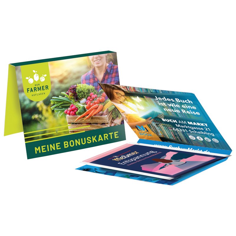 Uitklapkaart van wit karton met Meßmer theezakje en eigen ontwerp