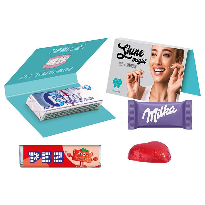 Visitekaartje met chocolade en eigen ontwerp