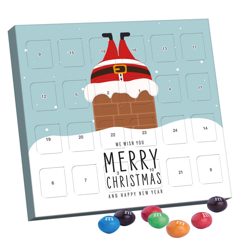 XS adventskalender van wit karton gevuld met M&amp;M's Crispy
