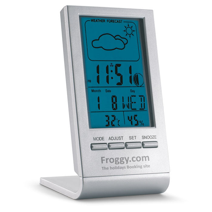 Weerstation met LCD display Sky met een bedrukking als voorbeeld