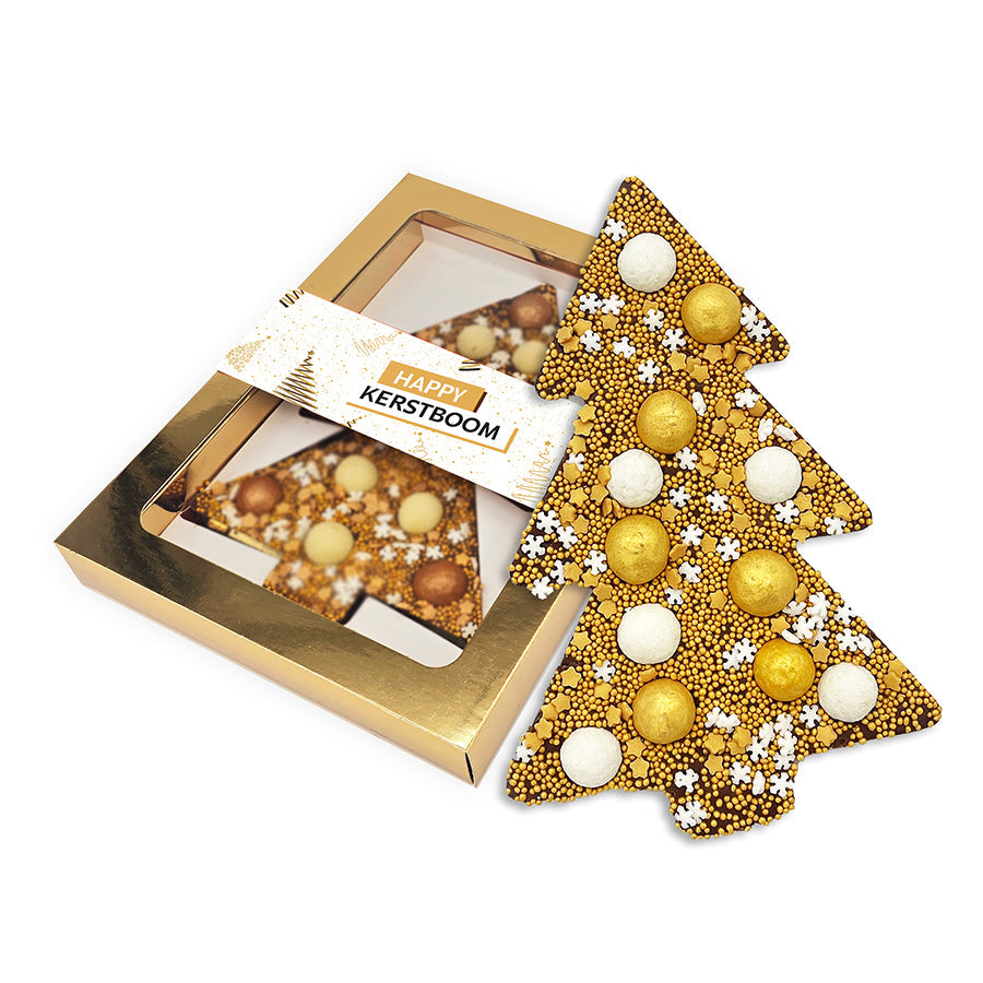Chocolade kerstboom, uitvoering goud