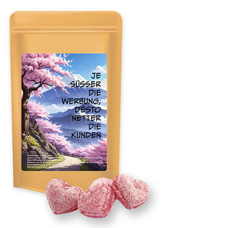 Kersensnoepjes met magnesium (80 gram) in bruine stazak met etiket