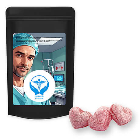 Kersensnoepjes met magnesium (80 gram) in zwarte stazak met etiket
