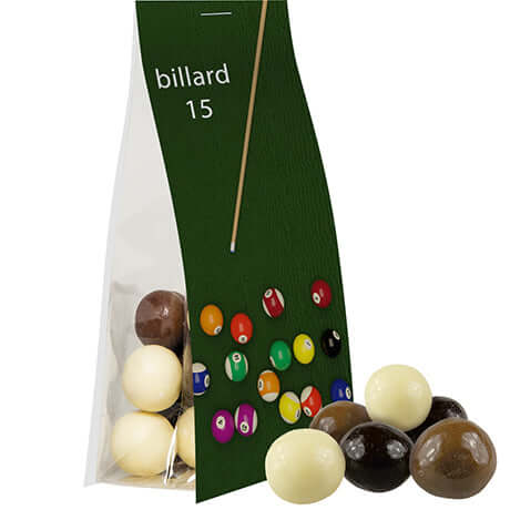 Knusperkugeln-Mix, ca. 20g, Express Blockbodenbeutel mit Werbereiter bedrukken – promotionele snack