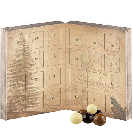 Chocolade crunchbolletjes (50 gram) in uitklapbare adventskalender