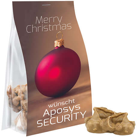 Knusperspitz Apfel Zimt, 130g, Express Blockbodenbeutel mit Werbereiter bedrukken – promotionele snack