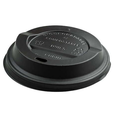 Verpackung, ca. 1g, Kompostierbare Deckel für Becher schwarz 90mm bedrukken – promotionele snack