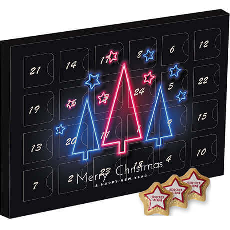 Lübecker marsepeinsterren (300 gram) in adventskalender