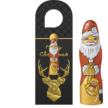 Chocoladekerstman met logo op deurhanger (13 gram)