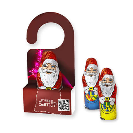 Mini+ chocoladekerstman (15 gram) in displaydoosje met ophanghaak