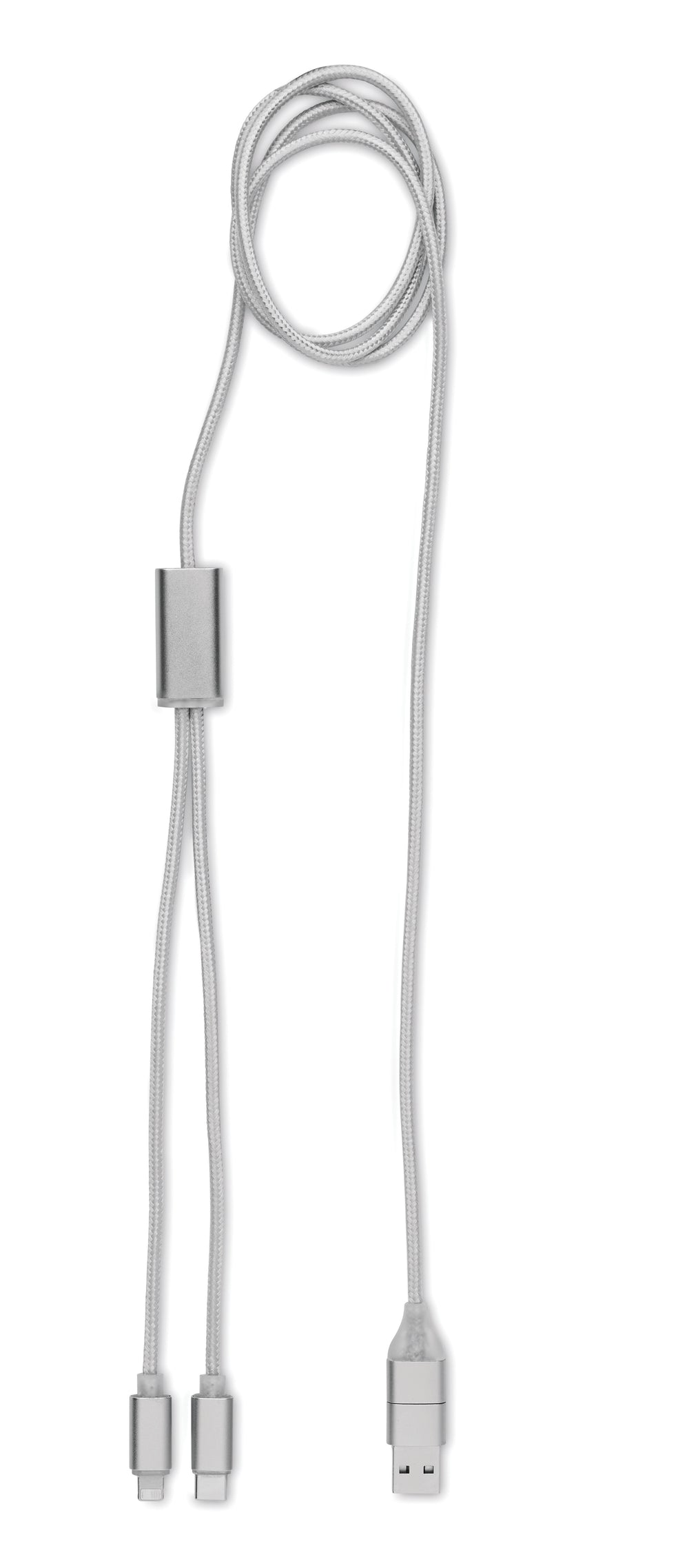 2 in 1 lange oplaadkabel Cablong in zilver