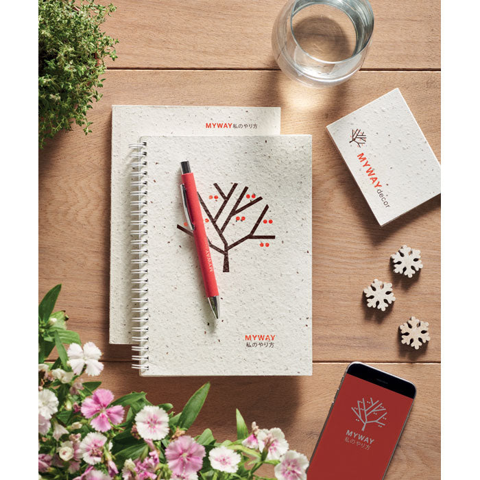 A5 notitieboekje zaadpapier Seed Book met een bedrukking als voorbeeld