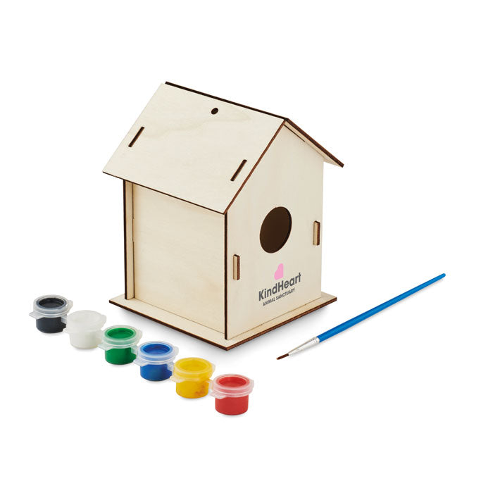 DIY houten vogelhuisje Painthouse met een bedrukking als voorbeeld