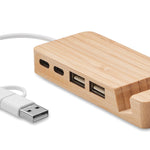 Bamboe USB hub 4 poorten Hubstand in hout