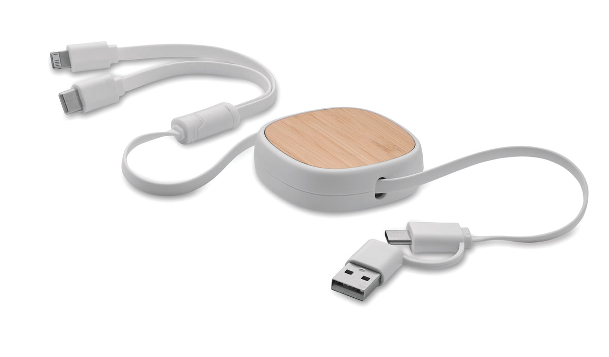 Intrekbare USB-laadkabel Togobam in wit