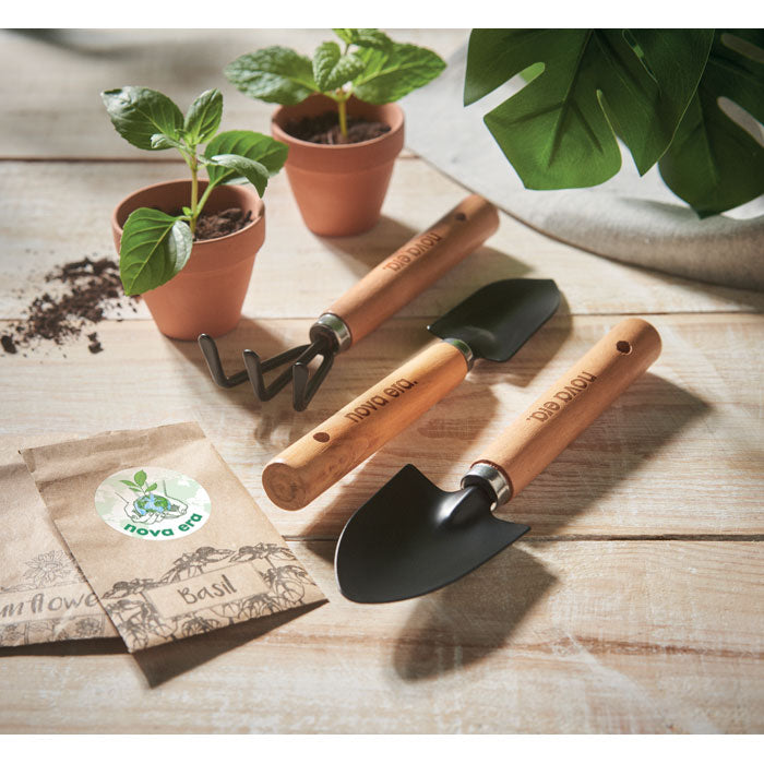 Tuingereedschap in RPET etui Grass met een bedrukking als voorbeeld
