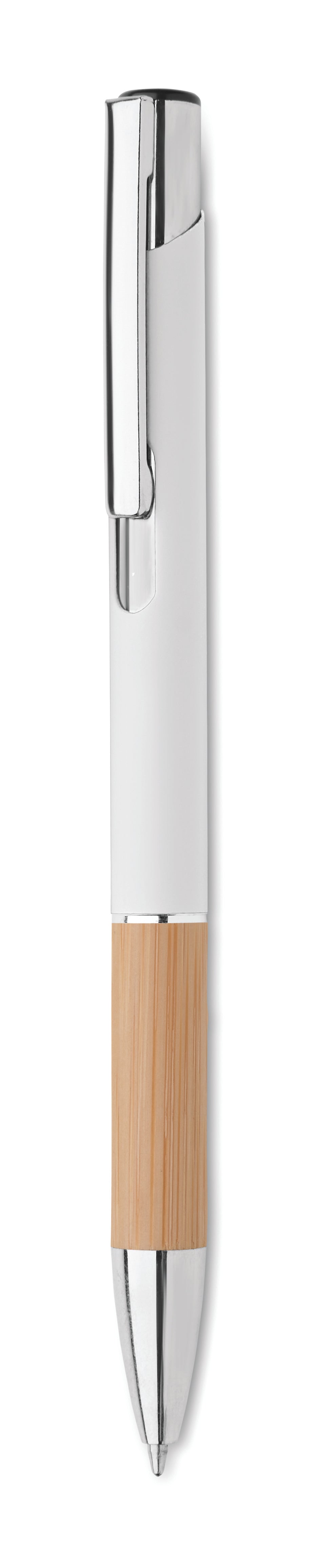 Pen van aluminium & Bamboe Sparta in wit