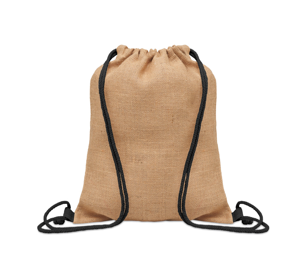 Jute rugzakje met koord Fukuro in zwart