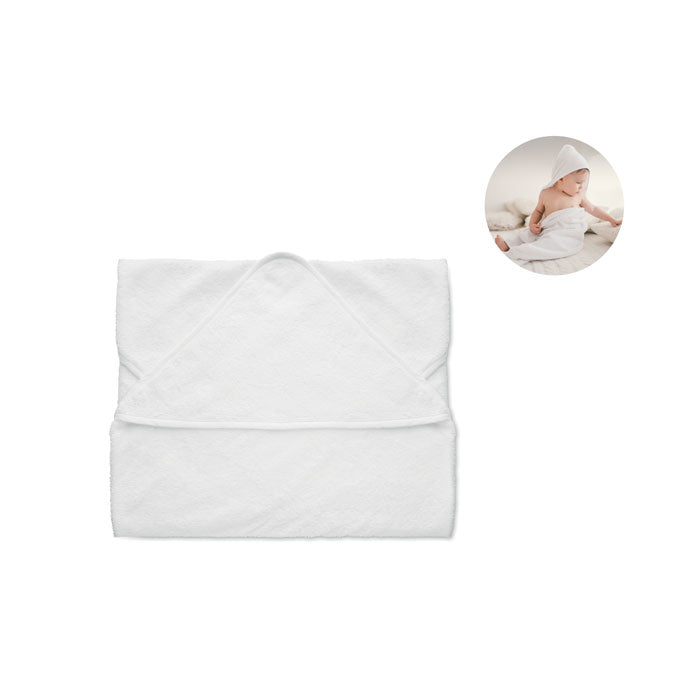 Katoenen babyhanddoek met kap bedrukken – Hugme