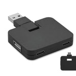 4-poorts USB-hub Square-c in zwart