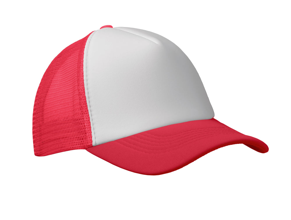 5 panelen trucker pet Bubble in wit/rood