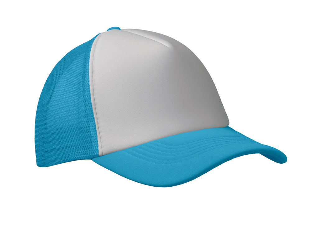 5 panelen trucker pet Bubble in wit/turquoise