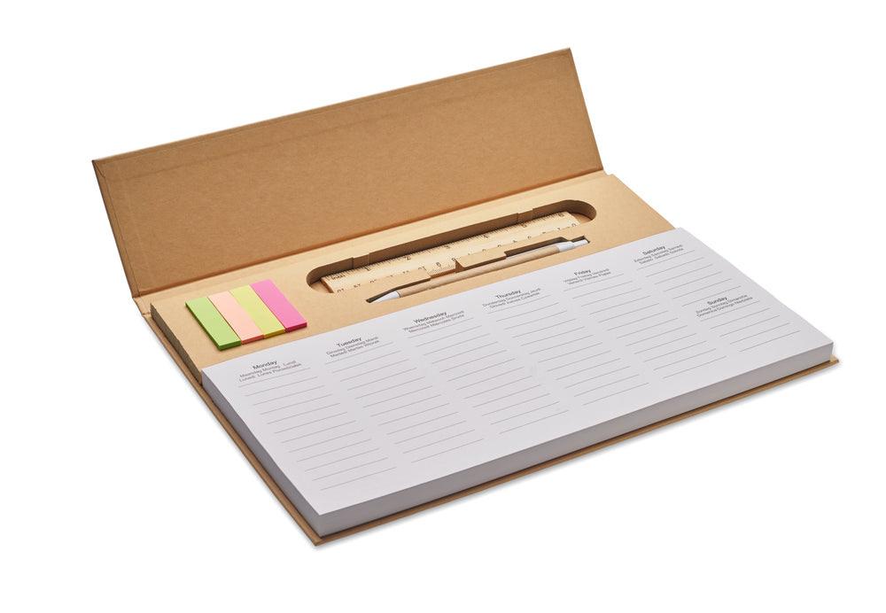 Weekplanner op bureaublad Memweek in beige