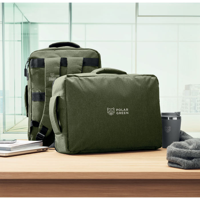 Smalle 15 inch laptop rugzak Laugar met een bedrukking als voorbeeld