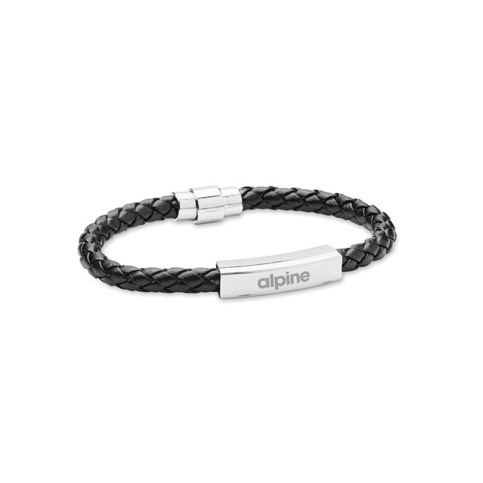 Gevlochten kunstleren armband Fauleti met een bedrukking als voorbeeld