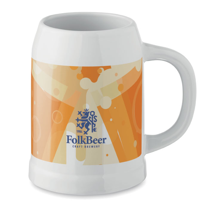 Sublimatie bierpul 500 ml Sublier met een bedrukking als voorbeeld