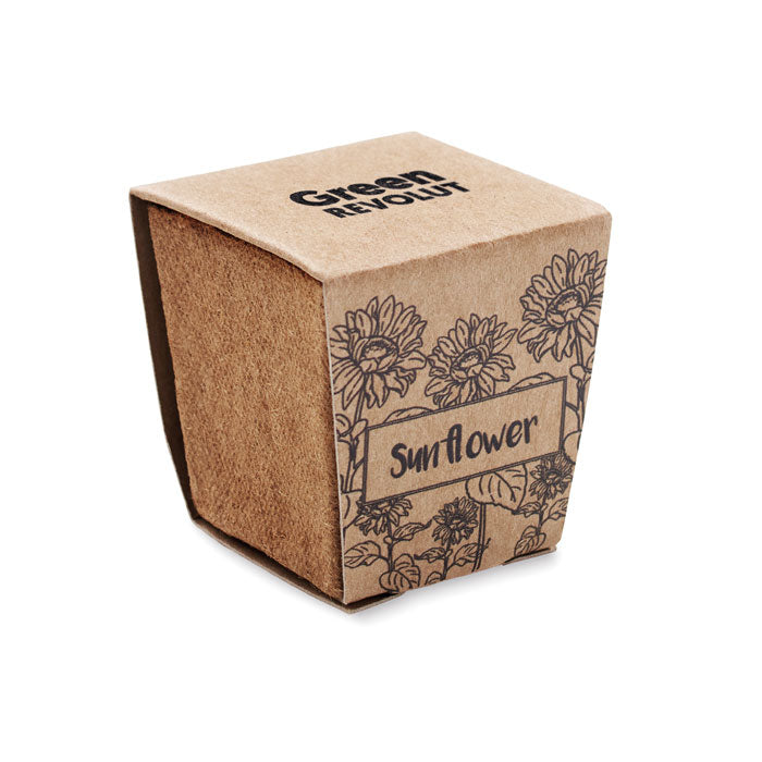Zonnebloem kweekset Sunflower Kit met een bedrukking als voorbeeld