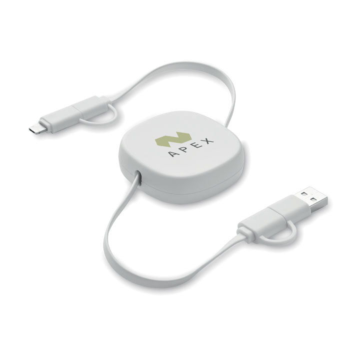 60W uittrekbare oplaadkabel Linea met een bedrukking als voorbeeld