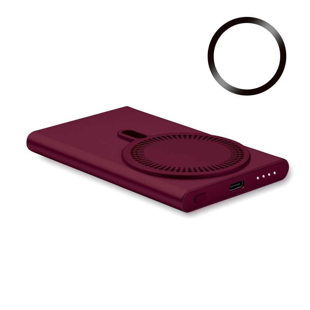 Draadloze oplader powerbank Pawtt in bordeaux