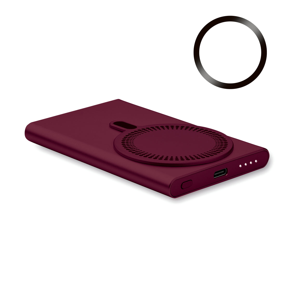 Draadloze oplader powerbank Pawtt in bordeaux