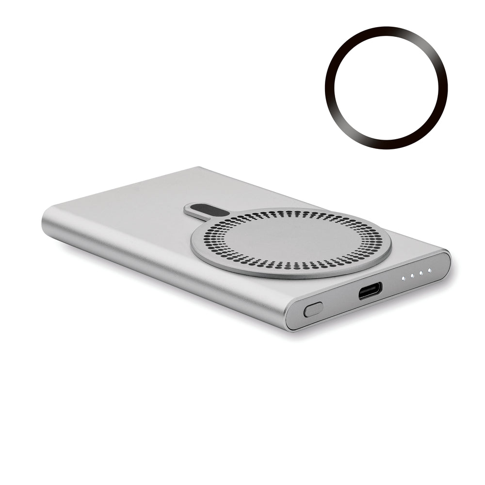 Draadloze oplader powerbank Pawtt in mat zilver