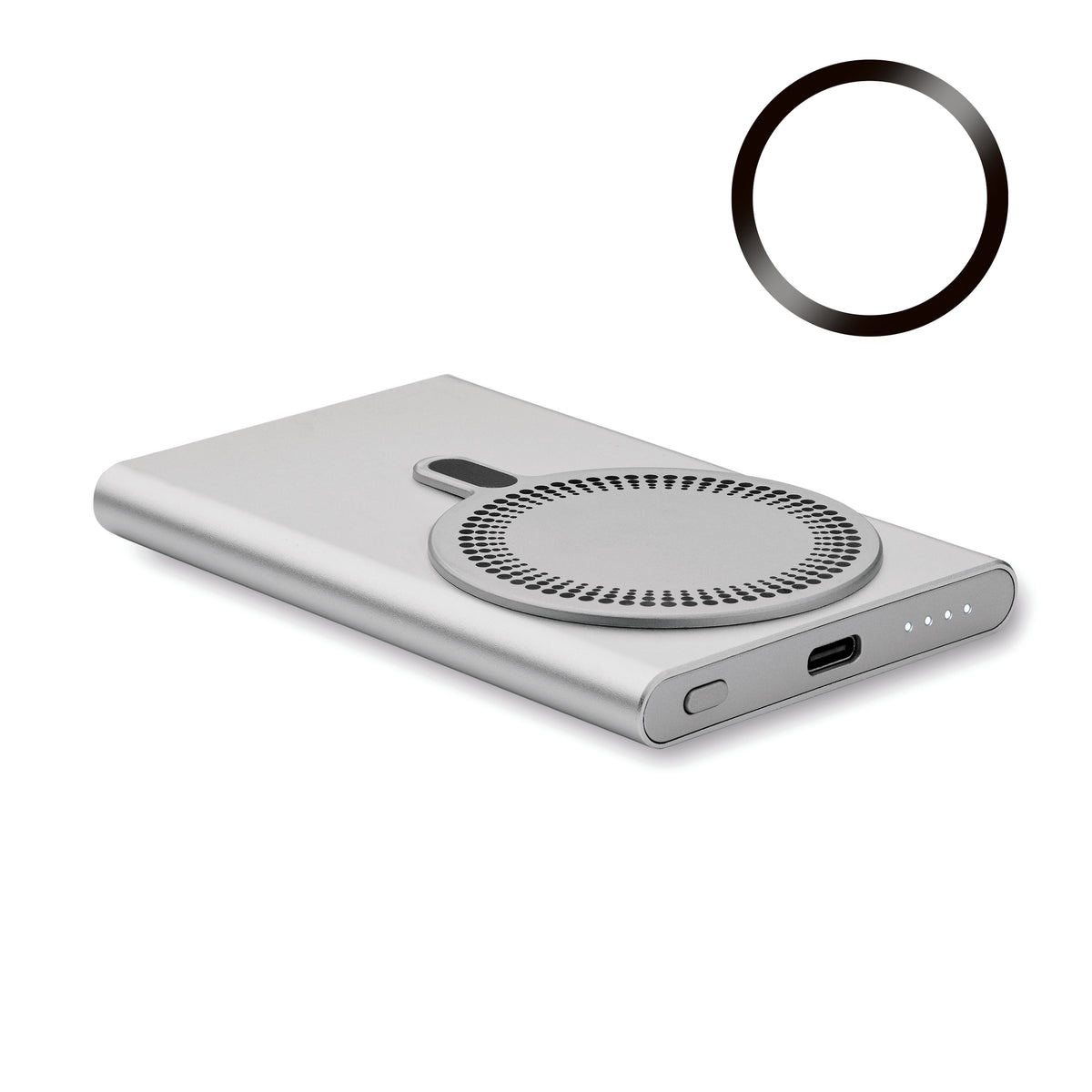 Draadloze oplader powerbank Pawtt in mat zilver