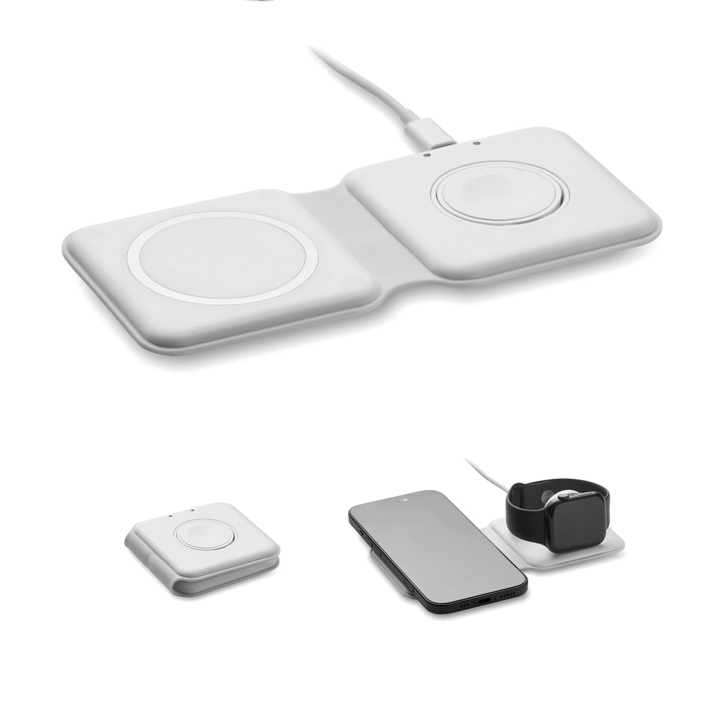 2-in-1 opvouwbare lader 15W Flip in wit