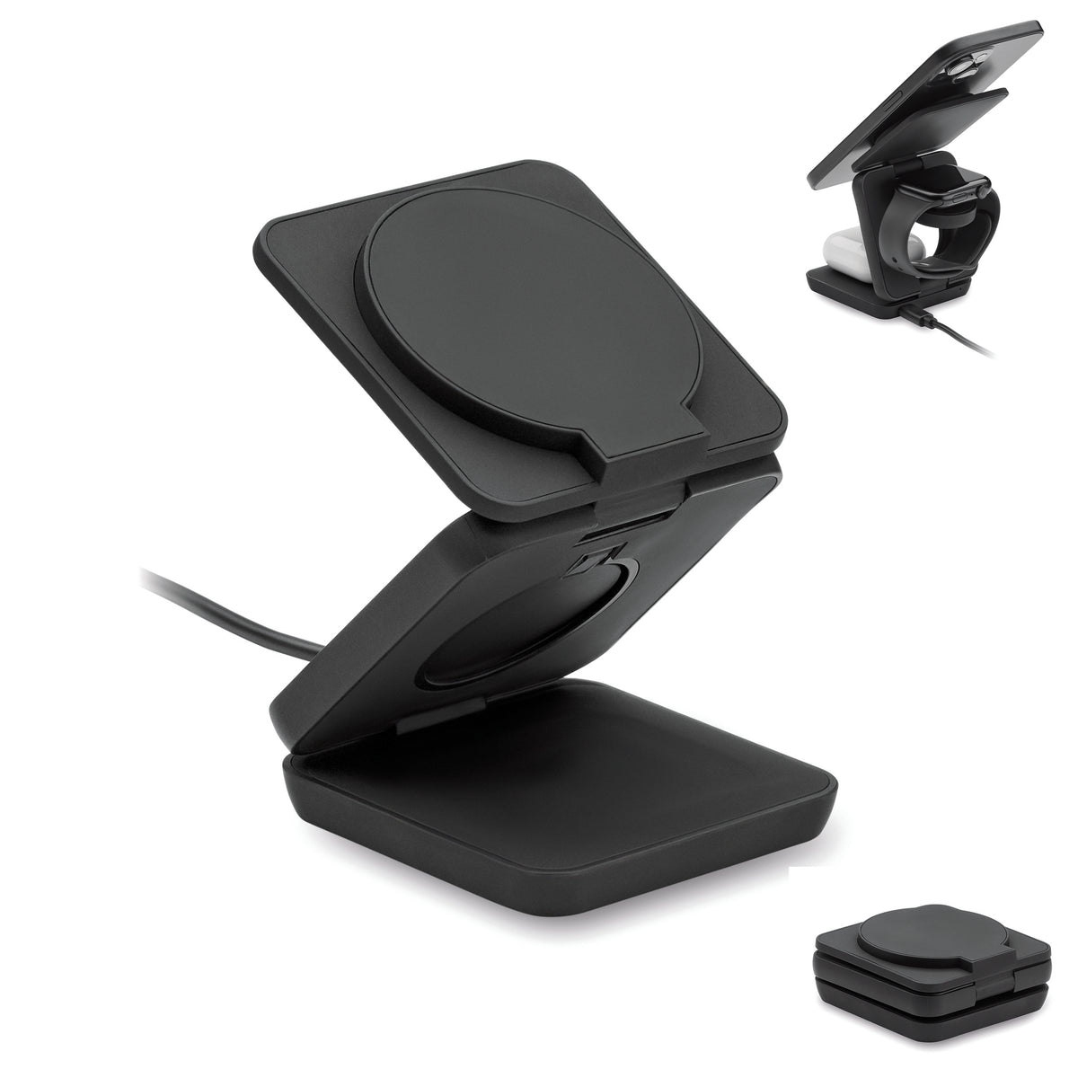 3-in-1 opvouwbaar laadstation Netica in zwart