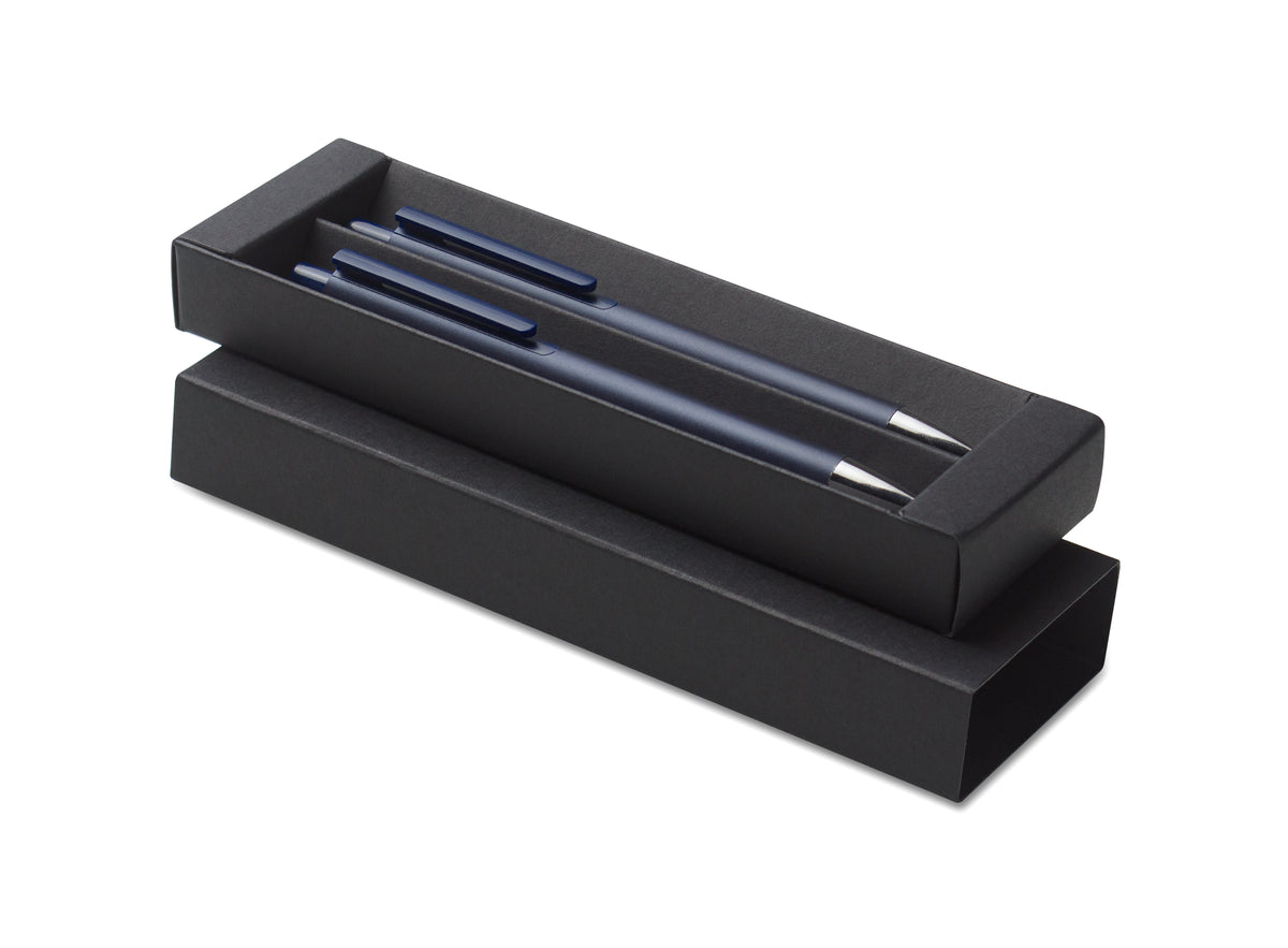 Gerecycled aluminium pennenset Orwell in marineblauw