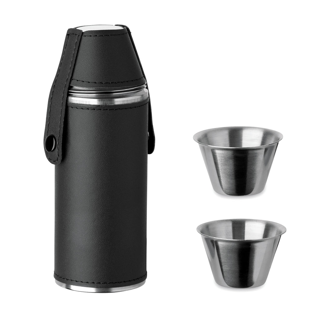 Heupfles met shot cups Cocoon in zwart