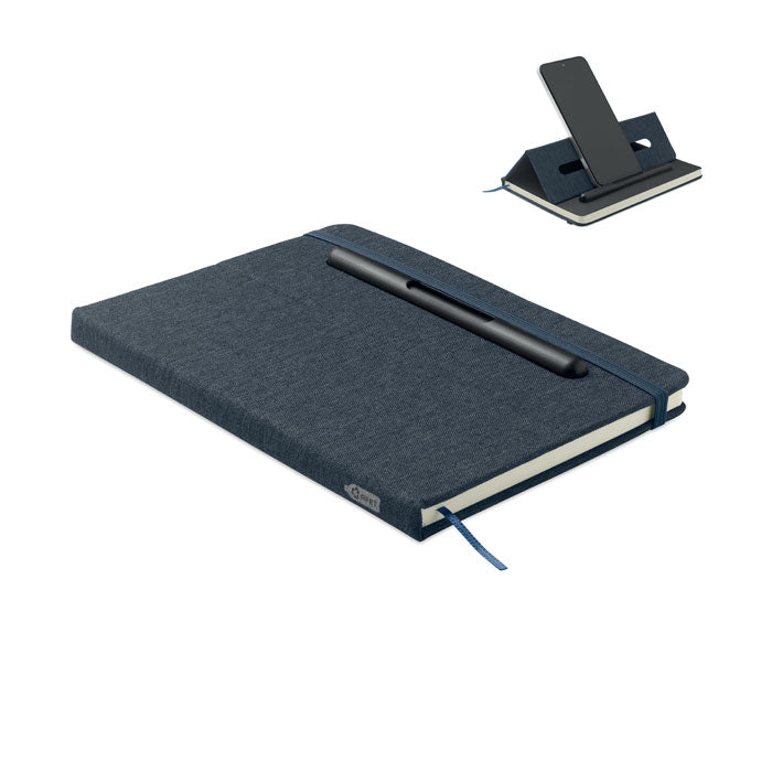 A5 notitieboek telefoonhouder Rinbook in marineblauw