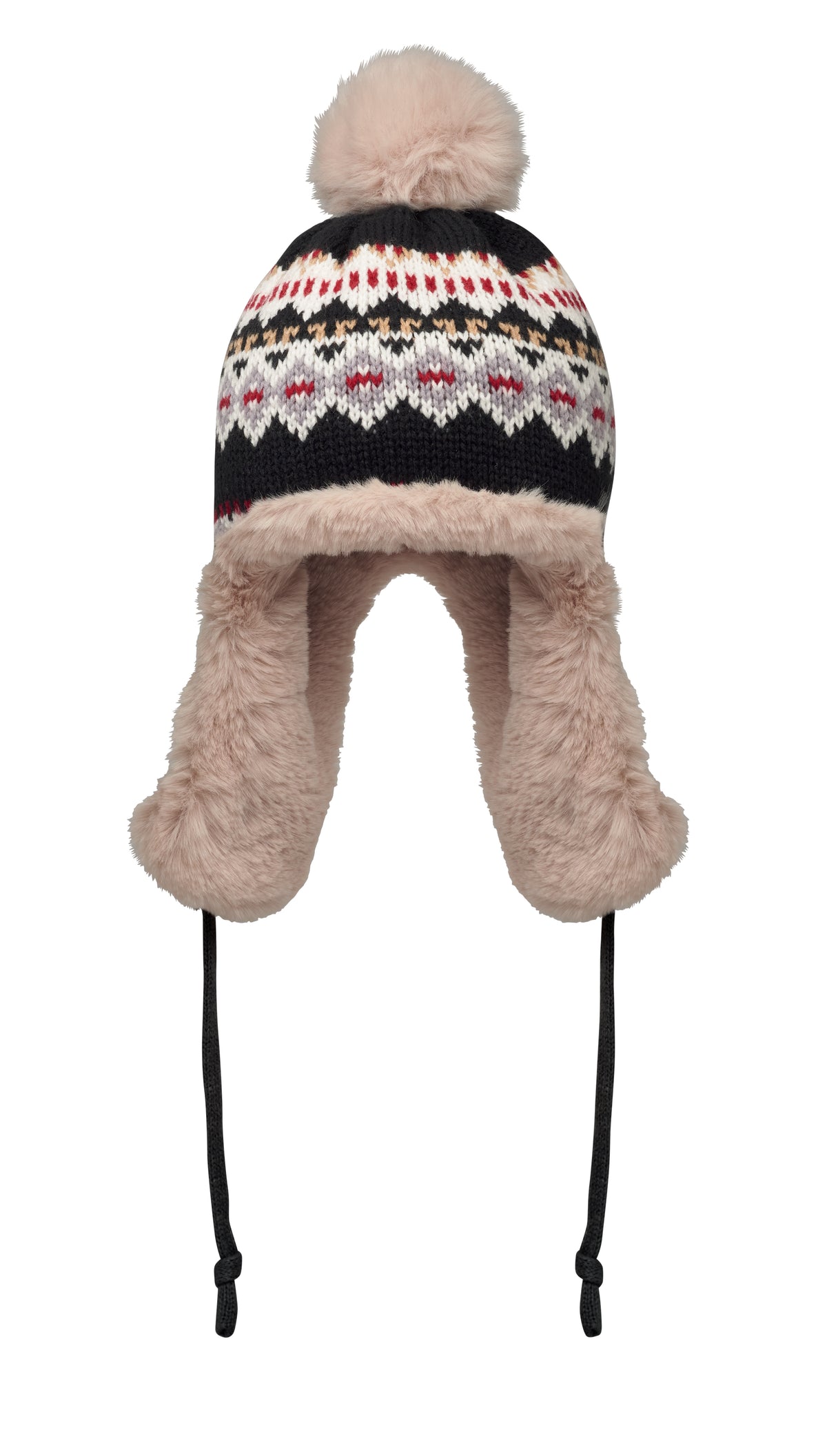 Gebreide muts met oorflap Yulong in zwart
