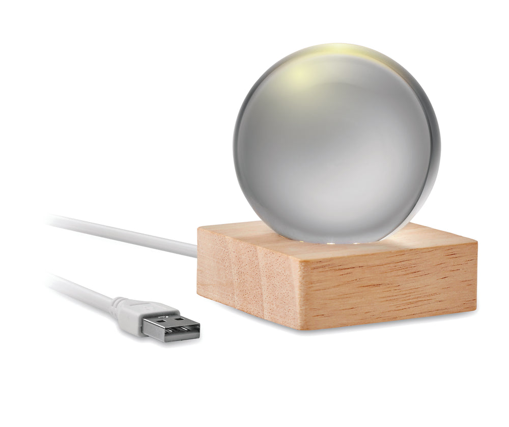 LED glazen bol Light in hout