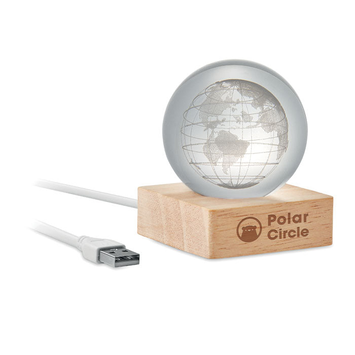 LED wereldbol glazen bol Globe Light met een bedrukking als voorbeeld