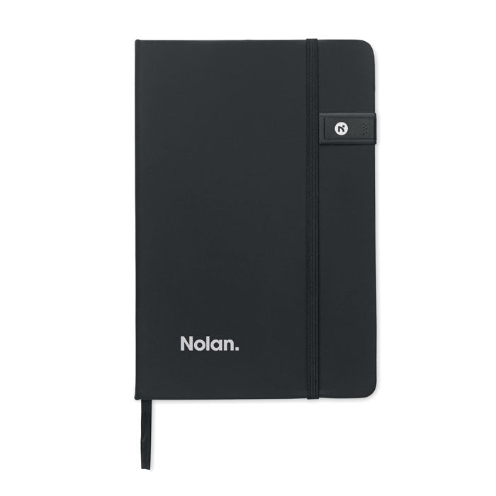 A5 notitieboek met USB Usbnote met een bedrukking als voorbeeld