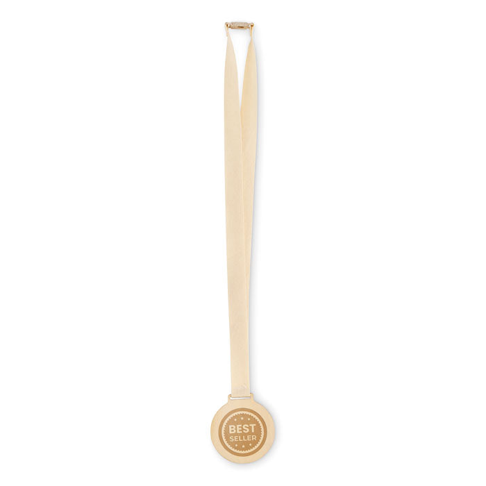 Houten medaille Best met een bedrukking als voorbeeld