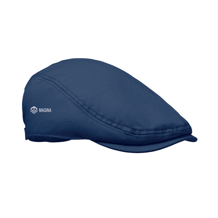 Newsboy platte pet 235 g/m² Flat Peak met een bedrukking als voorbeeld